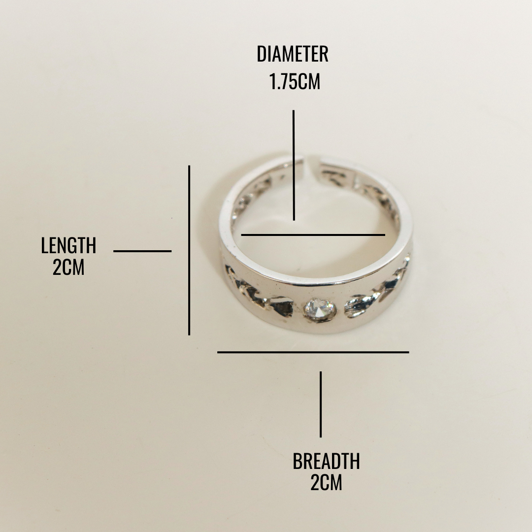 Crown Leaf Zircon Silver Ring