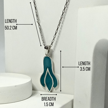 Silver Enamel Flower Bud Chain Pendent