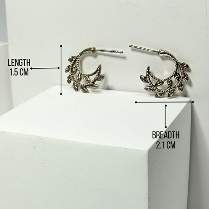 Mini Silver Leaf Curlicue Earring