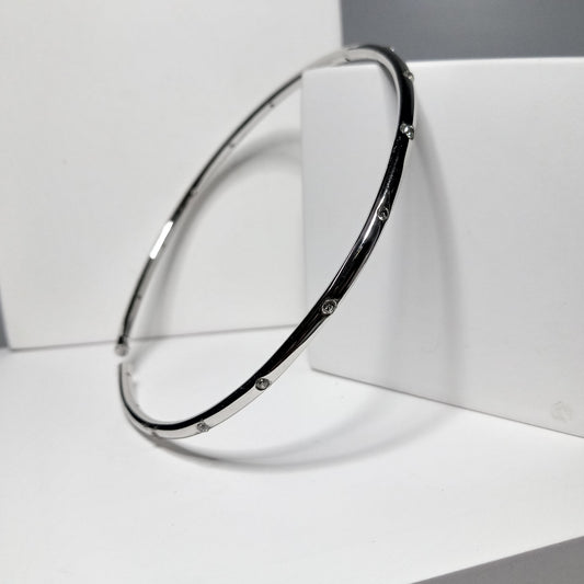 Zircon Silver Part Bangle