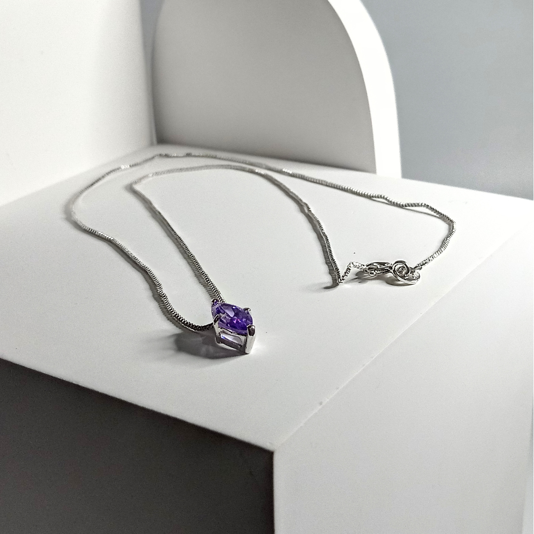 Marquise Iris Stone Silver Necklace