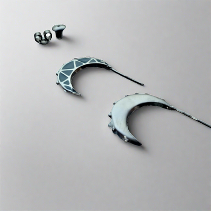 Enamel Half Moon Silver Earring