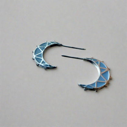 Enamel Half Moon Silver Earring