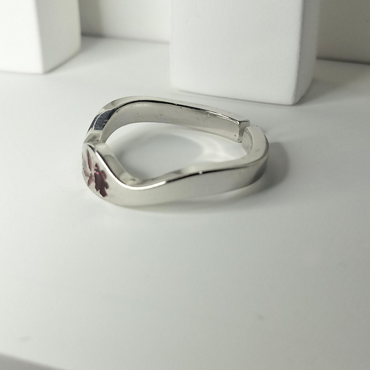 Flower Engraved Silver Ring