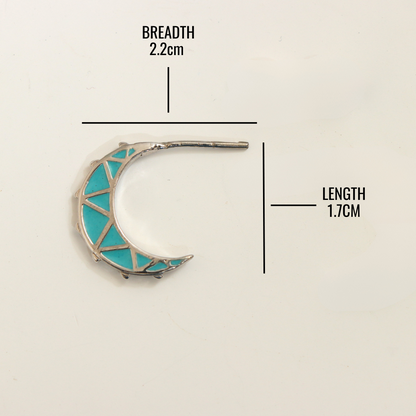 Enamel Half Moon Silver Earring