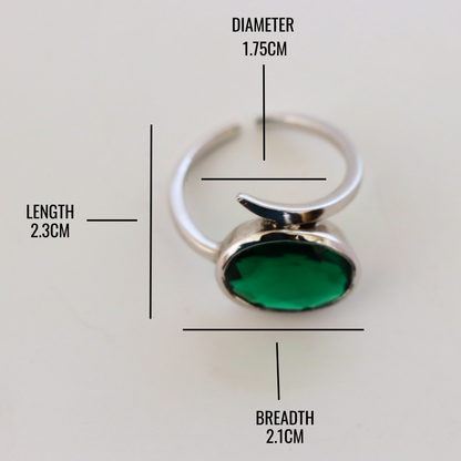 Oval Dark Green Stone Ring