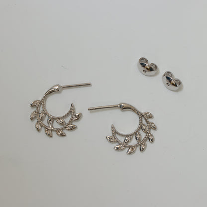 Mini Silver Leaf Curlicue Earring