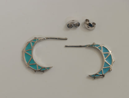 Enamel Half Moon Silver Earring