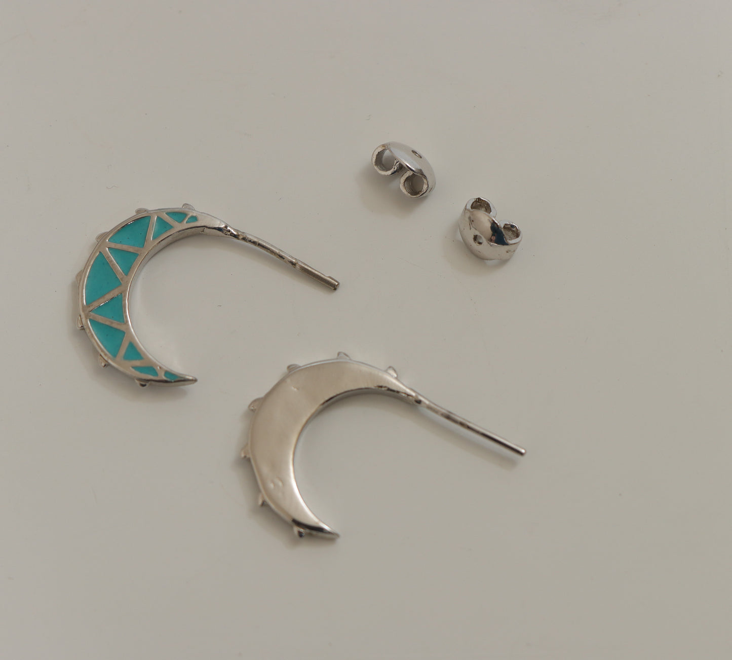 Enamel Half Moon Silver Earring