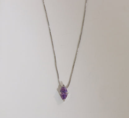 Marquise Iris Stone Silver Necklace